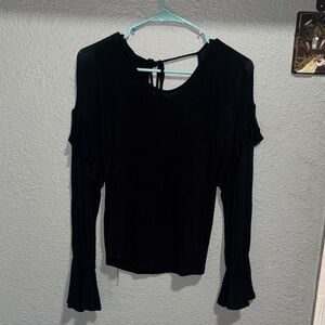 Willow & Clay Black Cold Shoulder Blouse